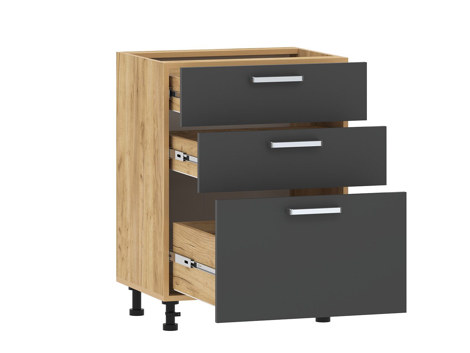 Кухня Борги комплект 3 Дуб Крафт золотой / Антрацит