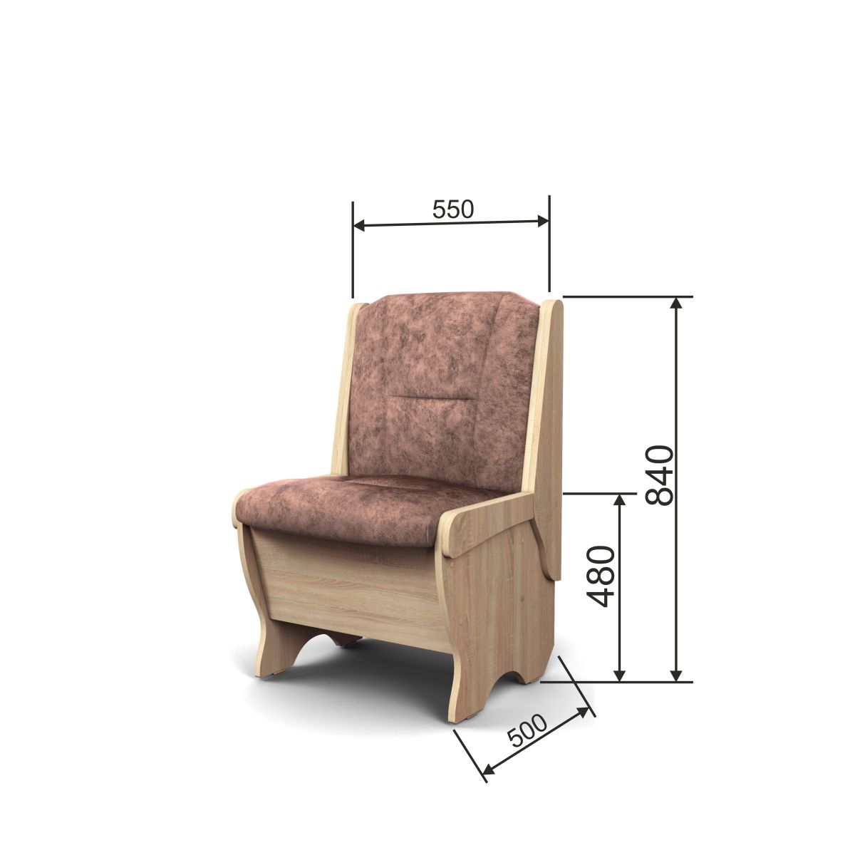 Скамья Лотос 550 дуб сонома/коньяк