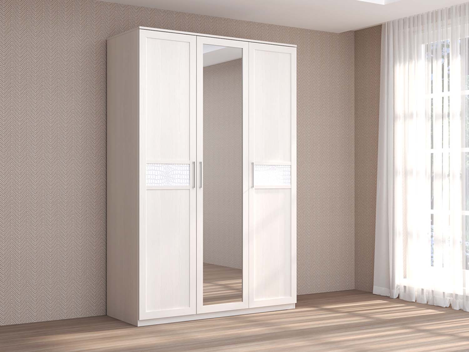 Кэт 4 шкаф 3-ств. - Бодега белая/Кайман белый