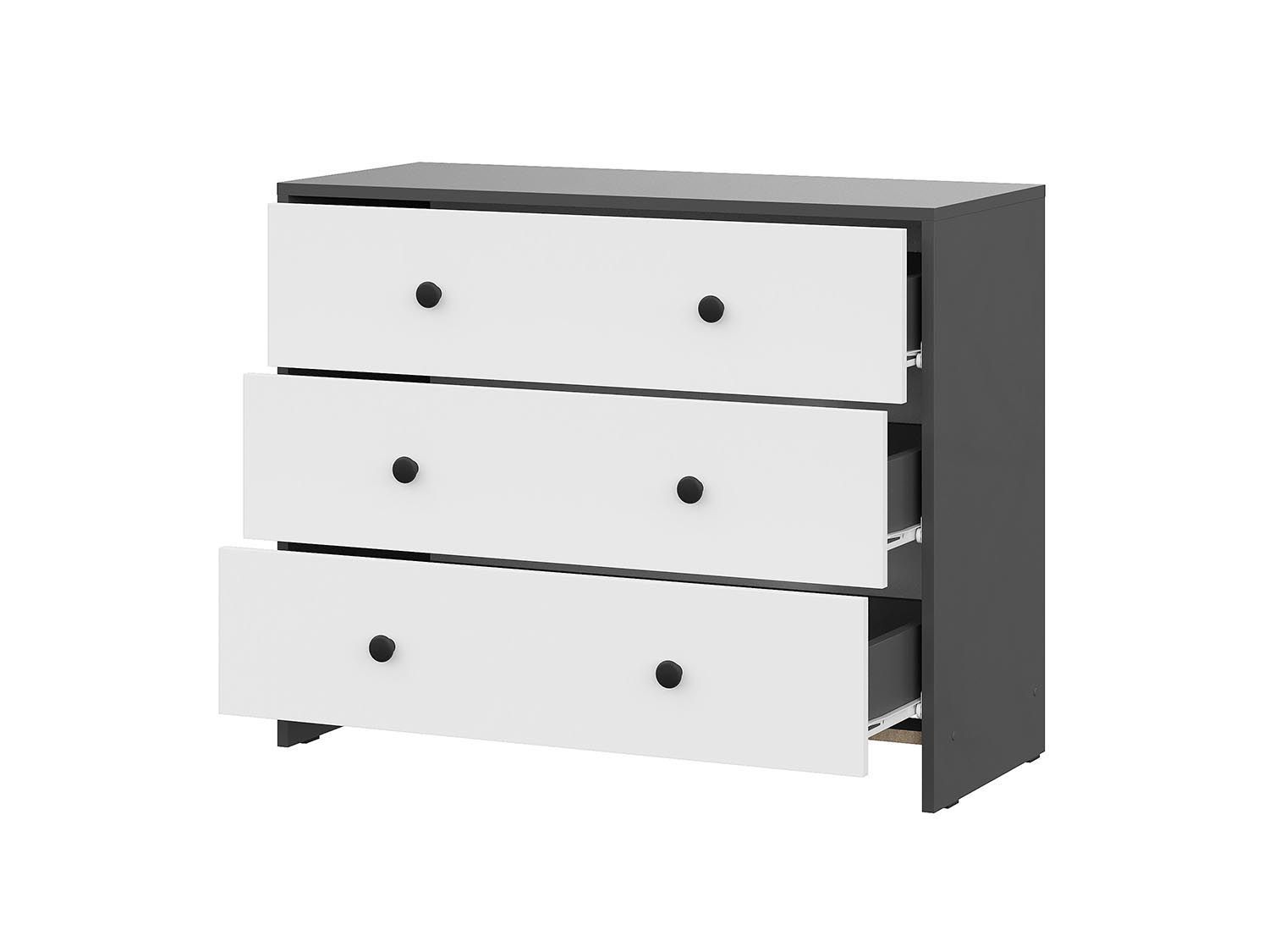 Дольче комод 3 ящика / Графит/Белый