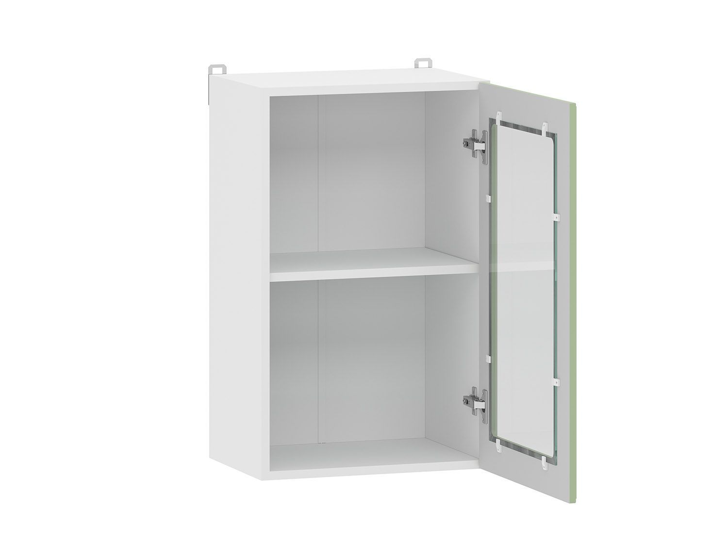Вокс 100.30 450 шкаф навесной витрина / Белый/Фисташка