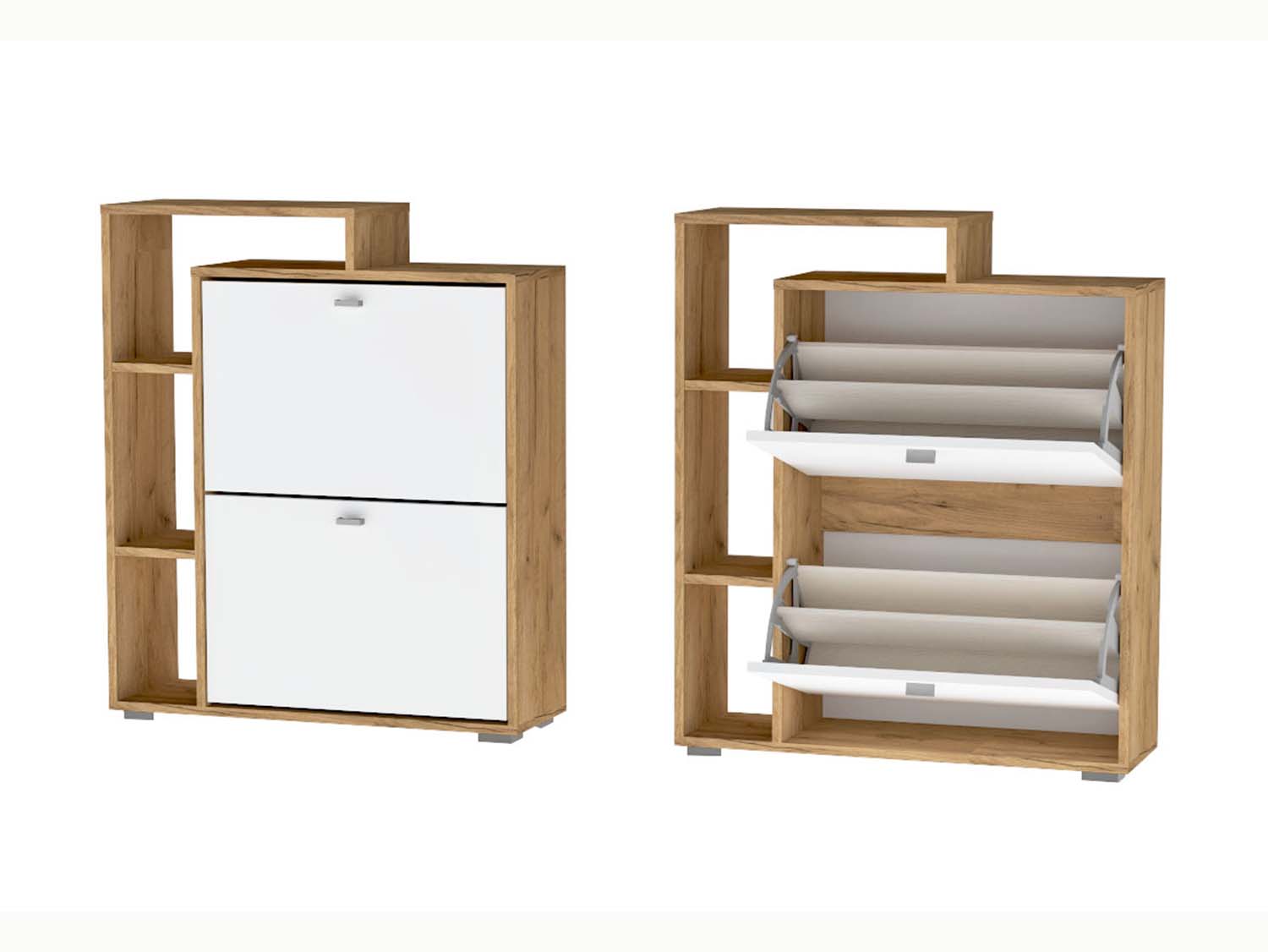 Обувница №4 - Дуб Крафт золотой/Белый