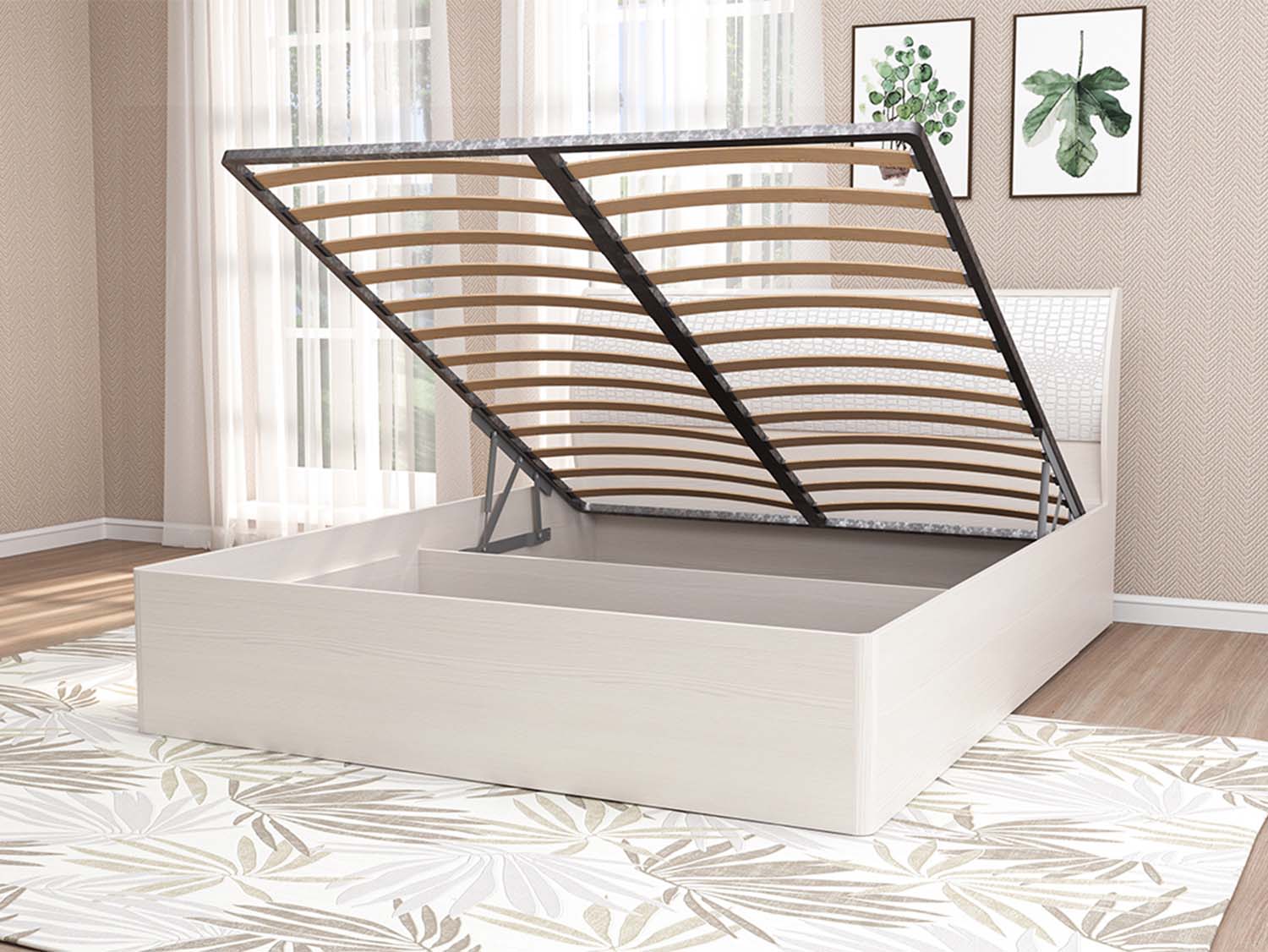 Кровать 1,4 арт. 033 М1 - Бодега белая/Кайман белый