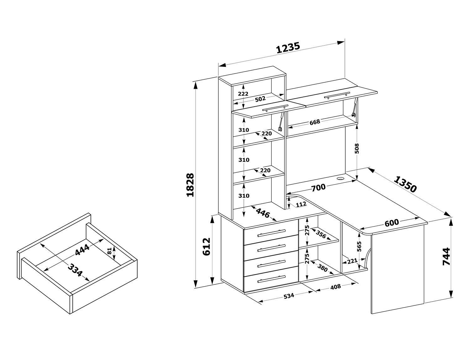 Компьютерный стол КСТ-14.1Л Дуб Делано