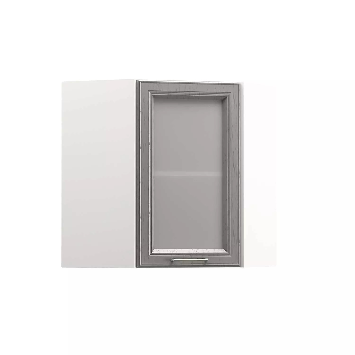 Милана шкаф навесной угловой витрина Белый/Дуб серый