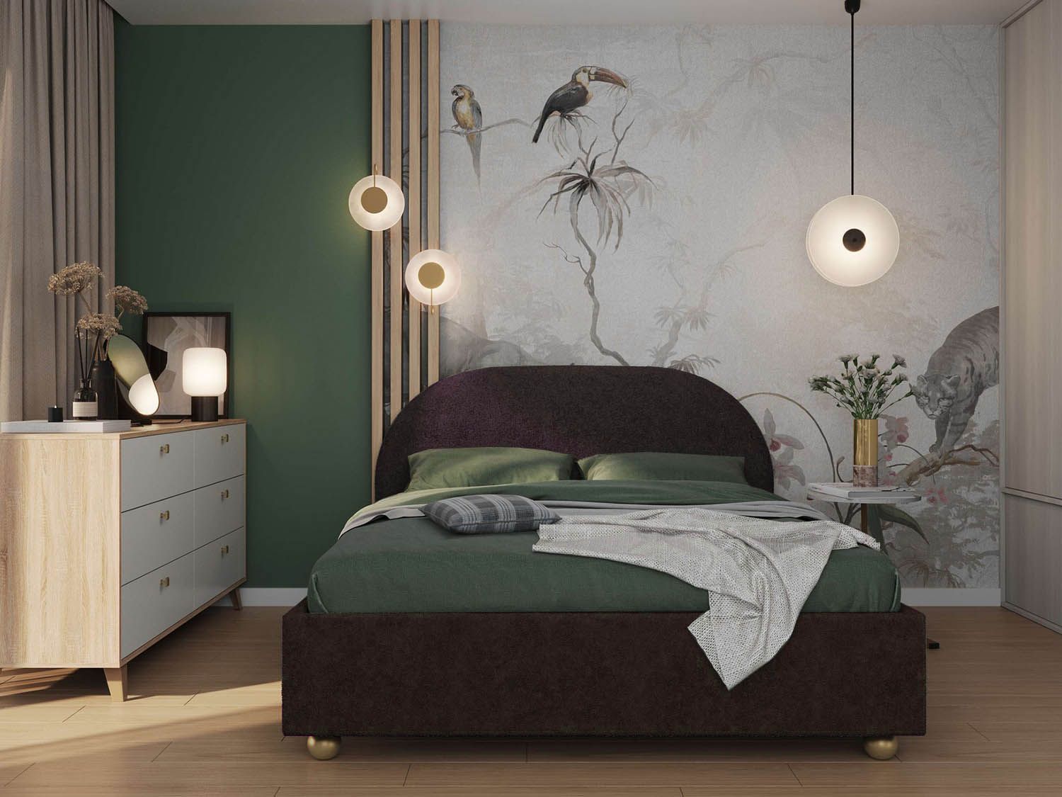 Кровать Афродита 1400 велюр Панда браун