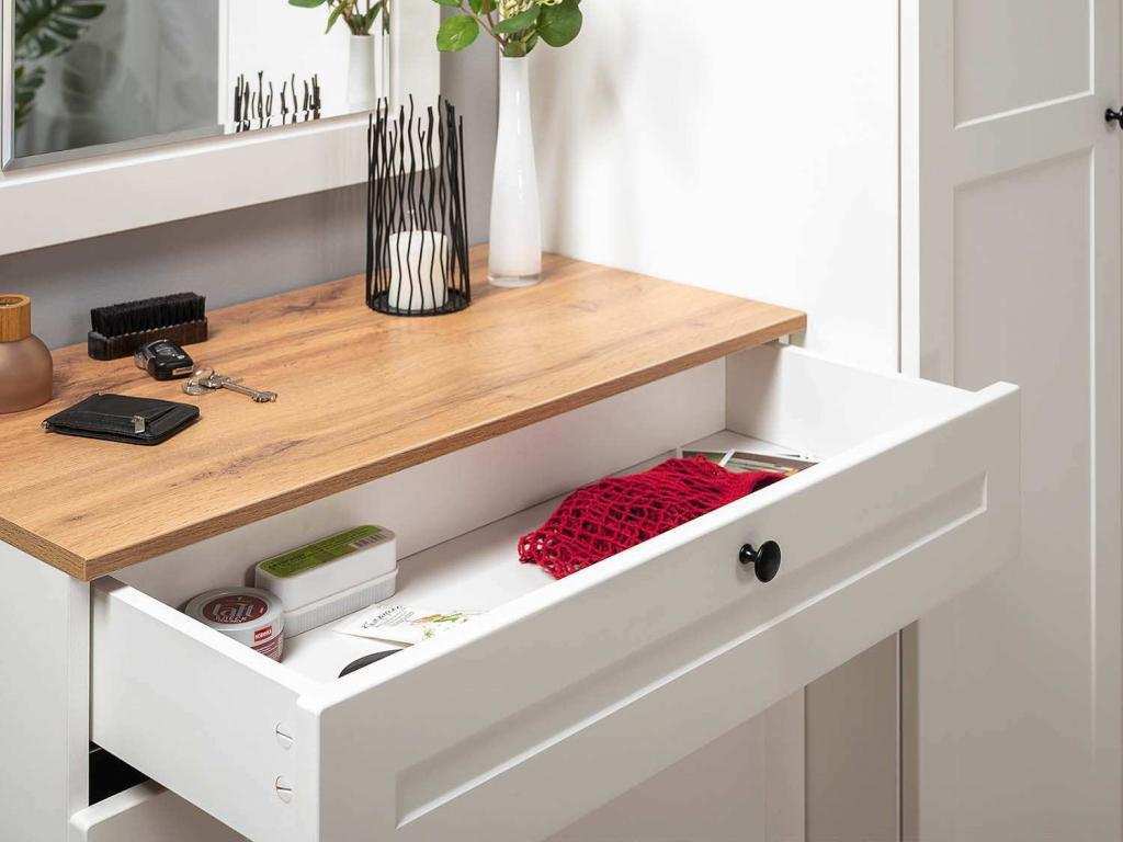 Остин Тумба для обуви 16.121 Белый шагрень/Дуб Вотан