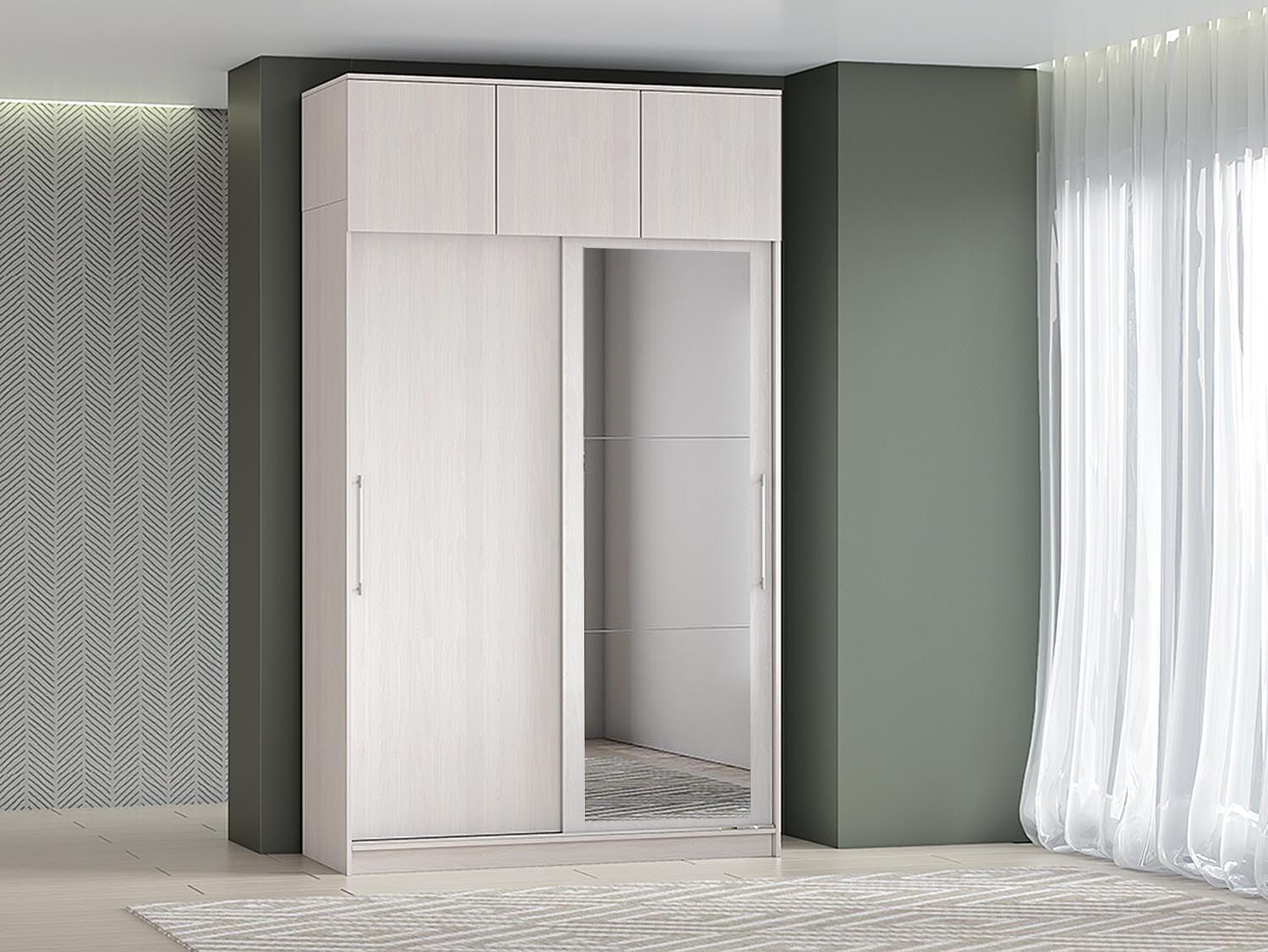 Шкаф-купе арт. 007 1,5 м зеркало антресоль / Ясень анкор светлый