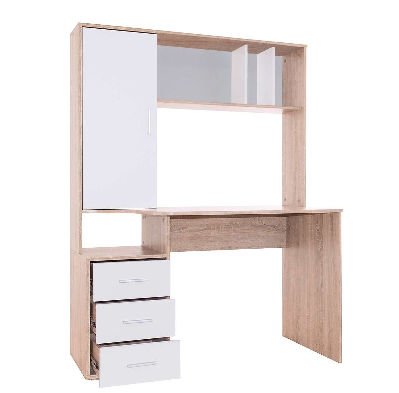 Стол компьютерный КСТ-16 Дуб Сонома / Белый