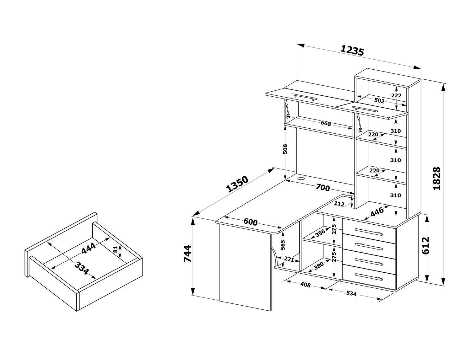 Компьютерный стол КСТ-14.1П Дуб Сонома / Белый