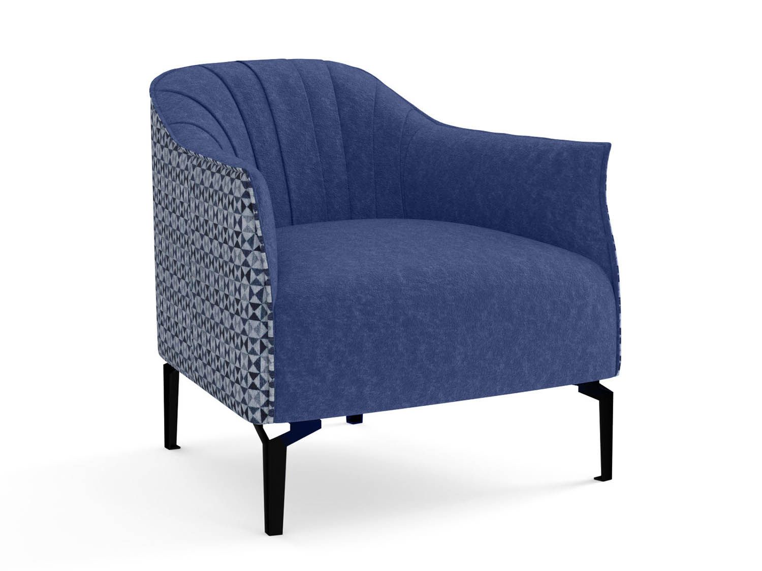 Кресло для отдыха Мускат велюр нэви/шенилл домино пацифик