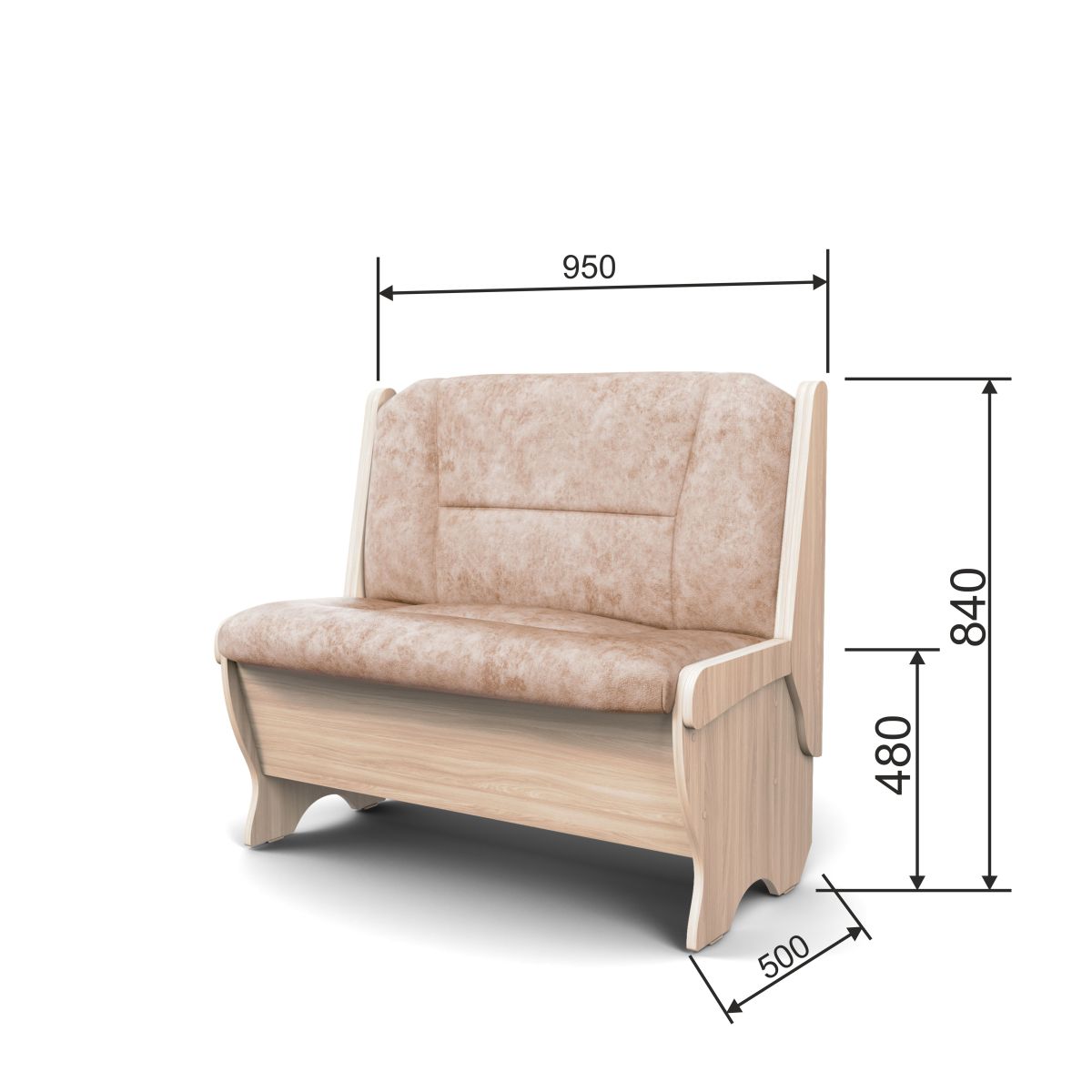 Скамья Лотос 950 ясень светлый/латте