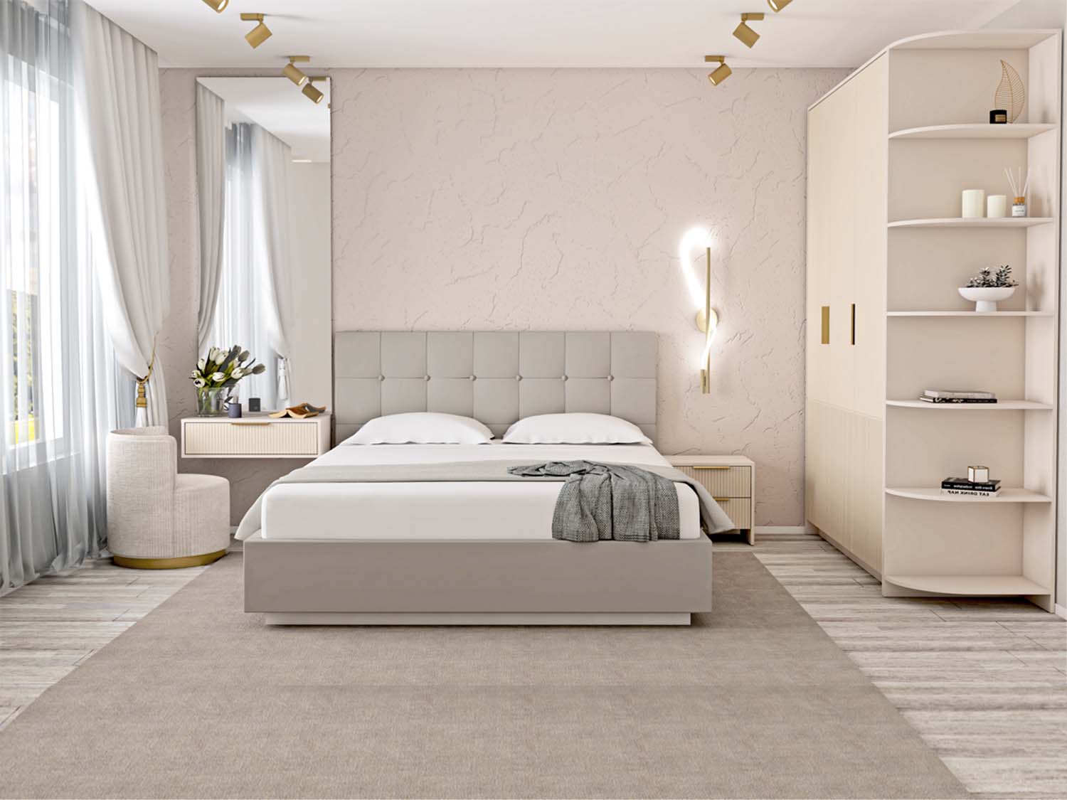 Спальня Кэт 3 вар. 1 - Кашемир/Тирамису