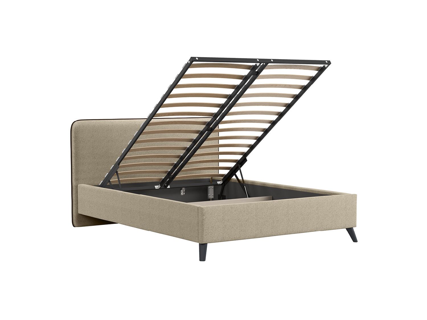 Миа кровать 140 Bravo light brown (бежево-коричневый) / кант Лайт 10 Велюр (коричневый)