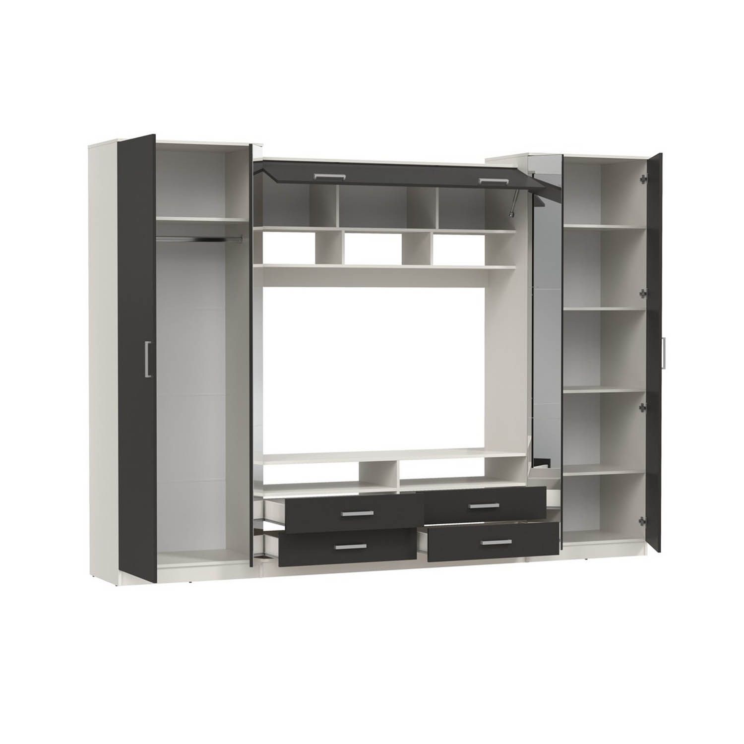 91.01 Вена шкаф многоцелевой Белый / Диамант серый