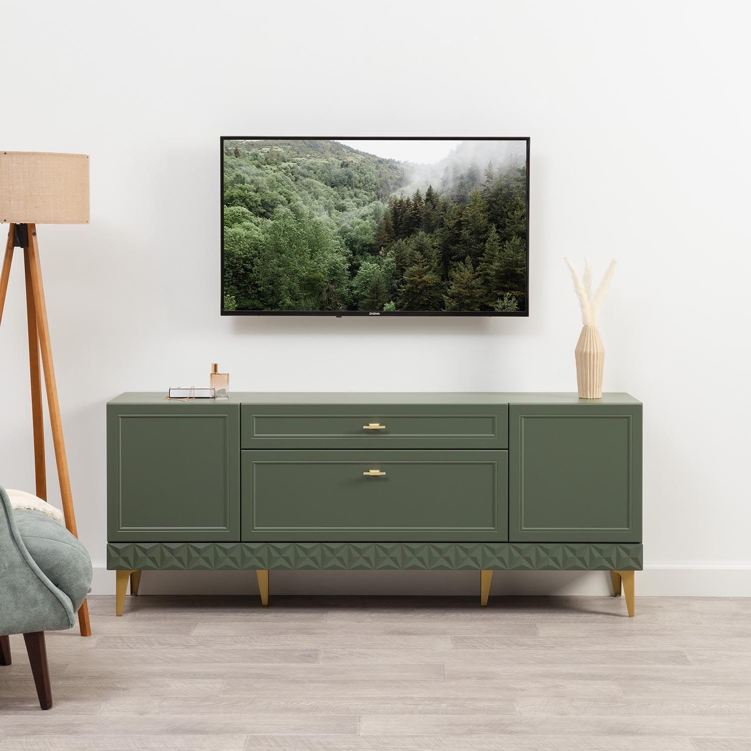 Марион тумба 16.167 Дымчатый зеленый / Олива шагрень