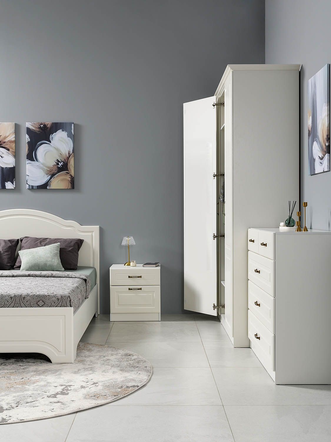 Спальня Ливерпуль 2 Белый/Ясень ваниль