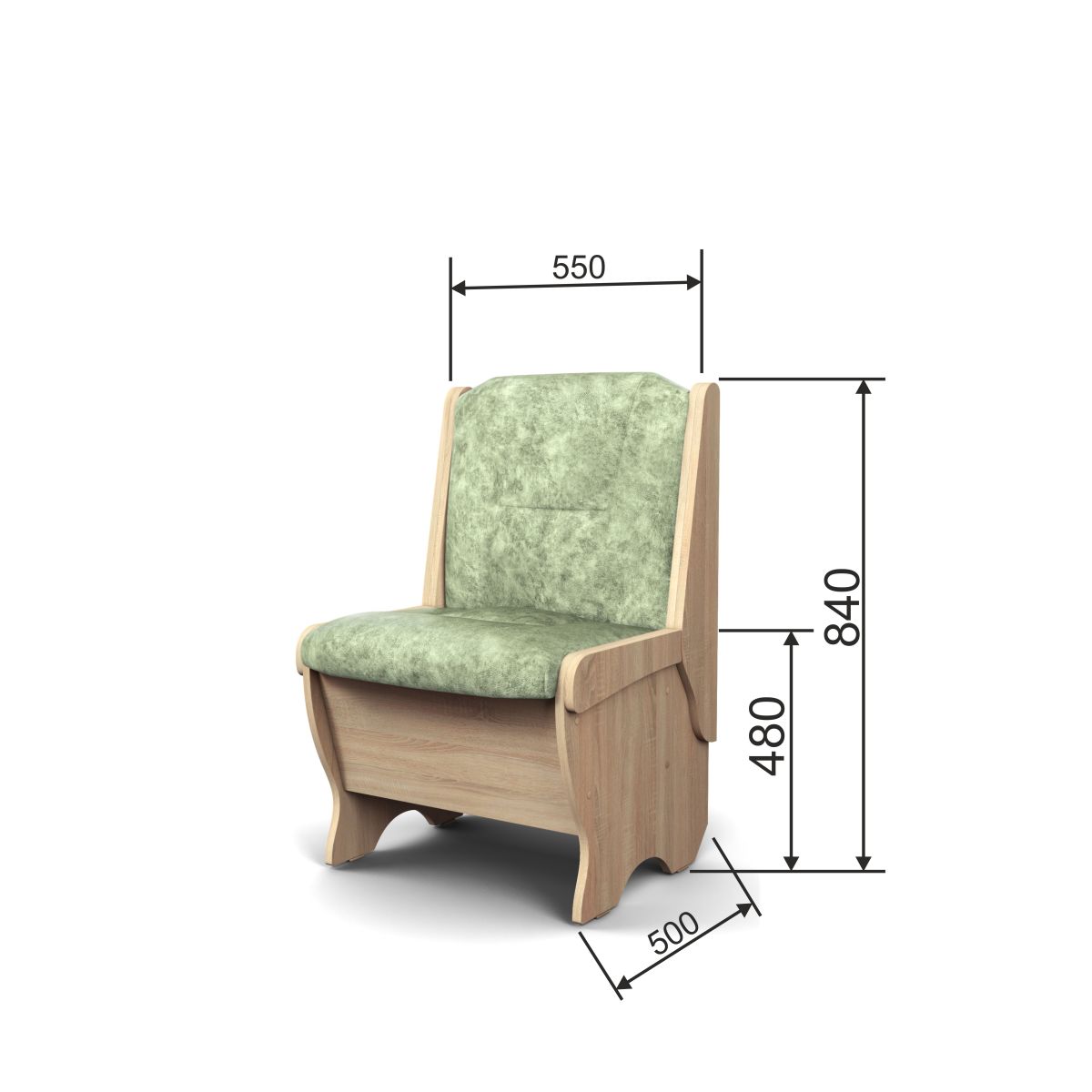 Скамья Лотос 550 дуб сонома/мохито