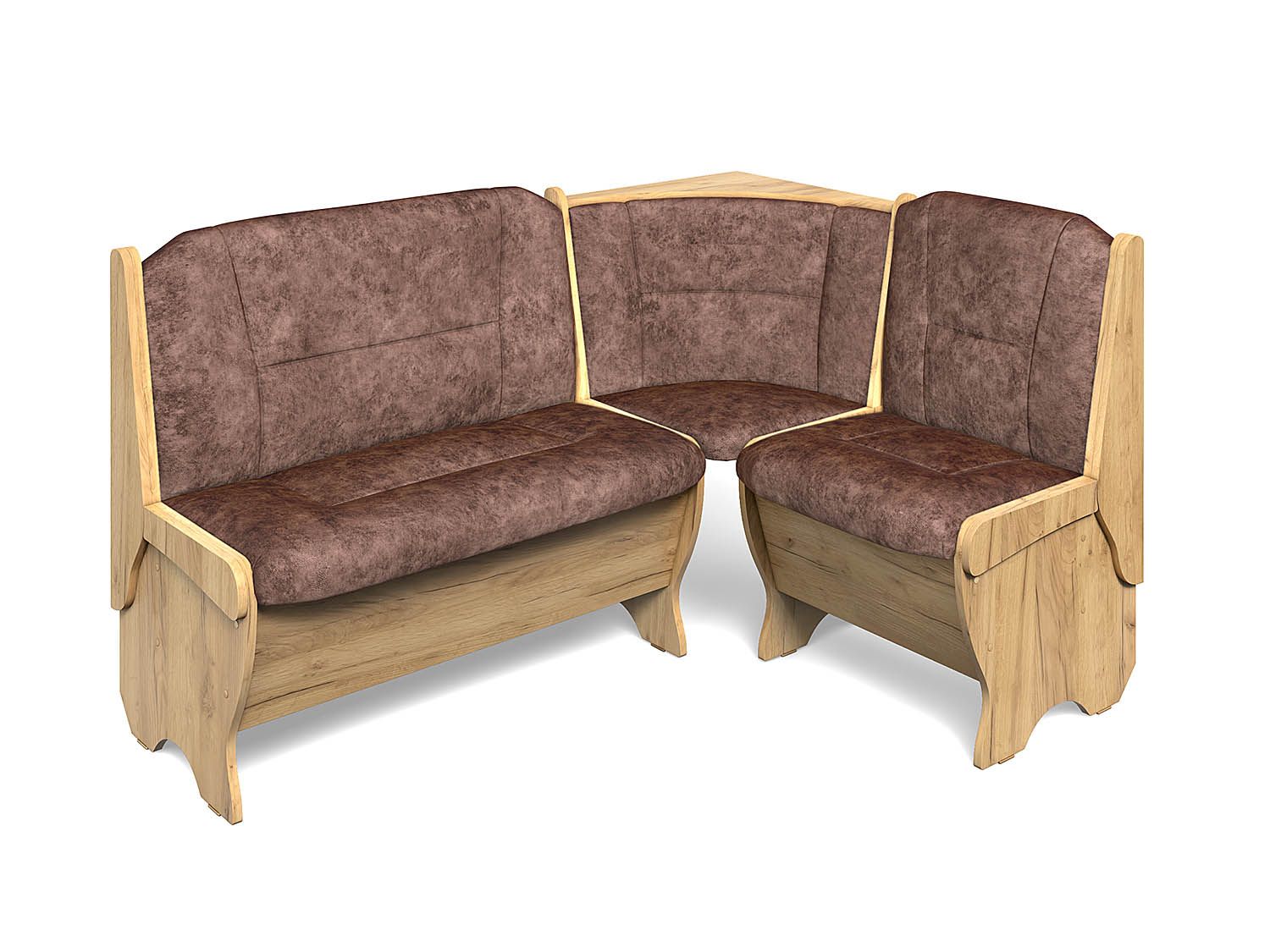 Скамья угловая Орхидея дуб крафт золотой/велюр коньяк