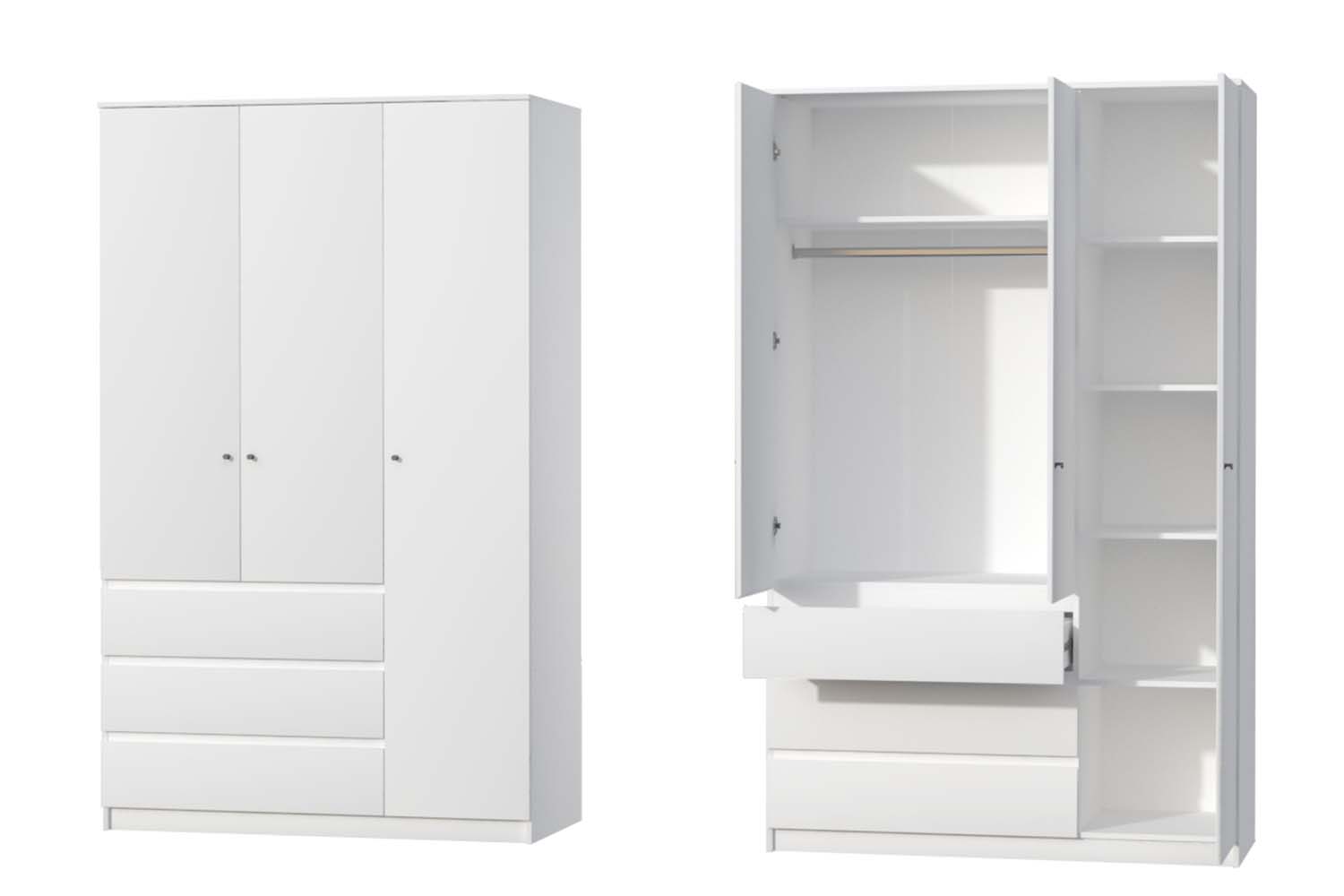 Кэт-1  шкаф 3-х ств. высокий - Белый