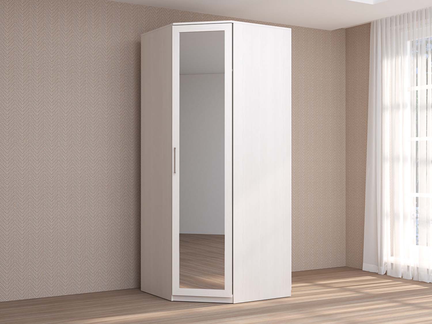 Кэт 4 шкаф угловой зеркало - Бодега белая/Кайман белый