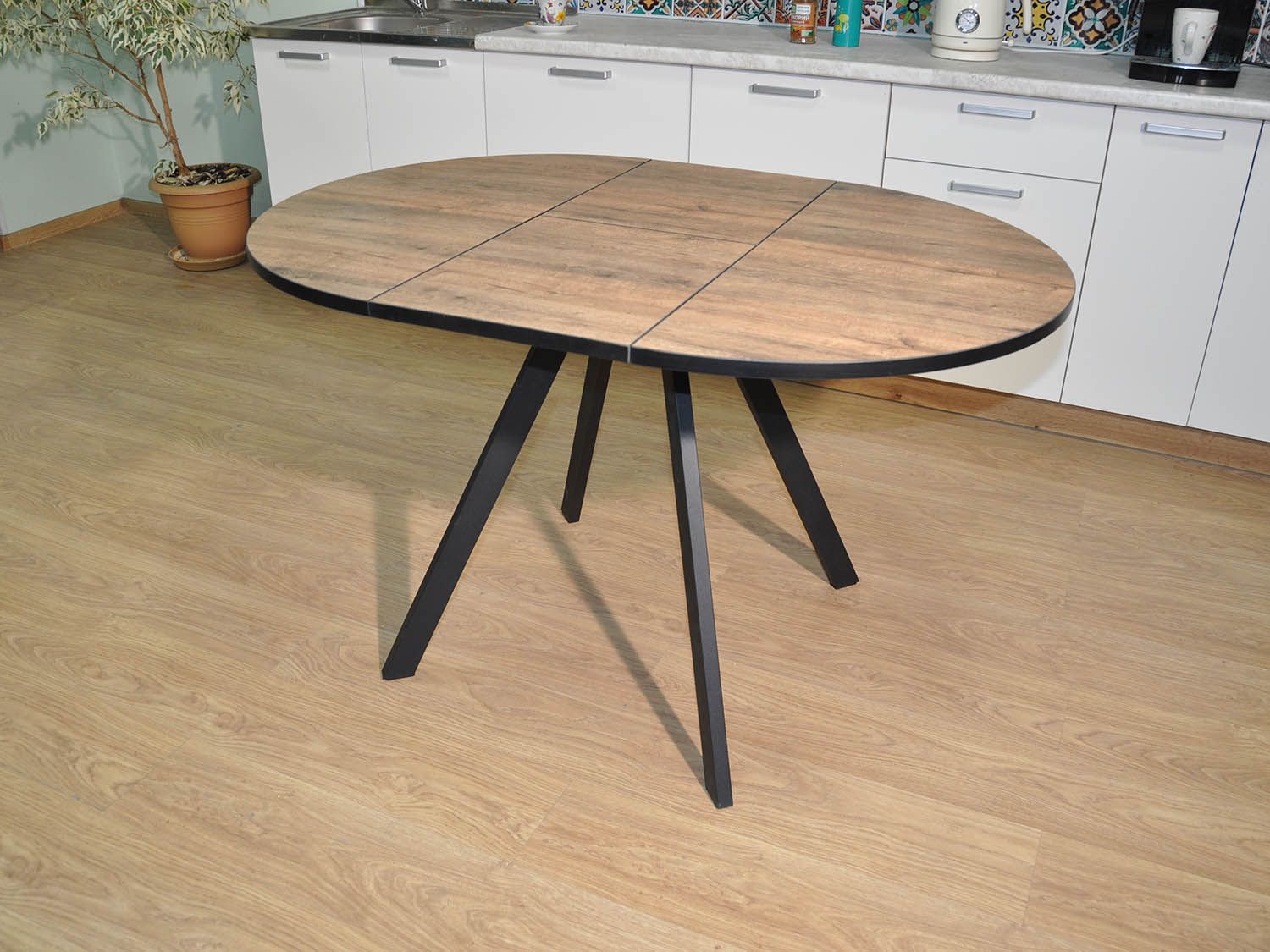 Стол обеденный Нарди Черный / Дуб Веллингтон