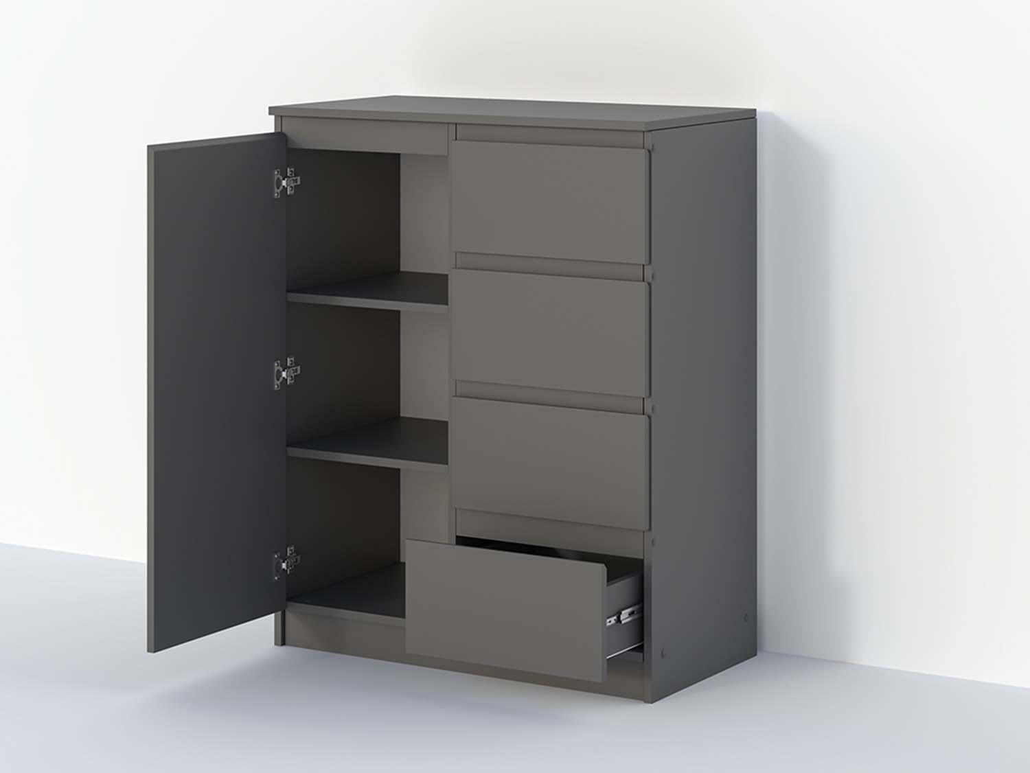 Кэт-1 комод 1 ств./ящики - Графит