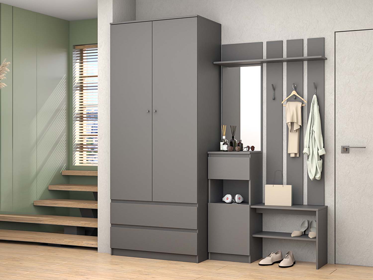 Прихожая Кэт-1 набор 3 - Графит