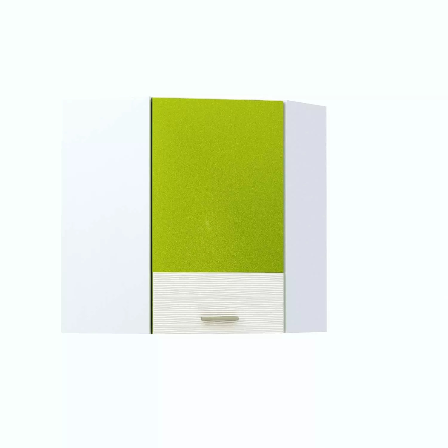 Жанна шкаф навесной угловой витрина Белый/Олива металлик