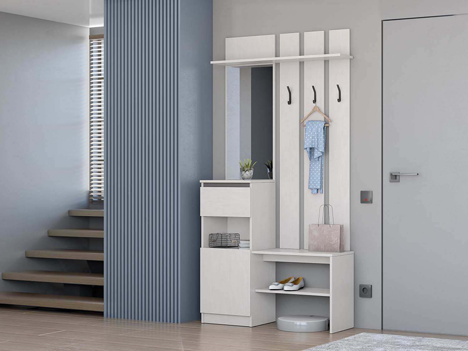 Кэт-1 вешалка 1М - Ясень Анкор светлый