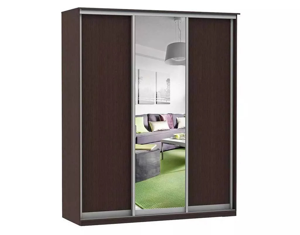 Шкаф купе Модерн 2076х600 3-х дверный 3-х секционный зеркало венге
