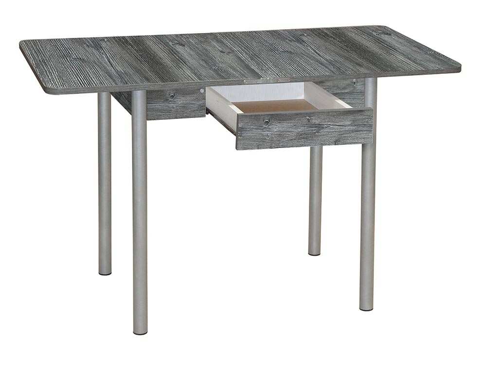 Эко 80х60 стол обеденный раскладной с ящиком / пасадена/металлик