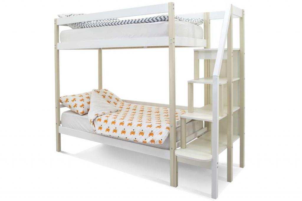 Детская двухярусная кровать Бельмарко Svogen бежево-белый