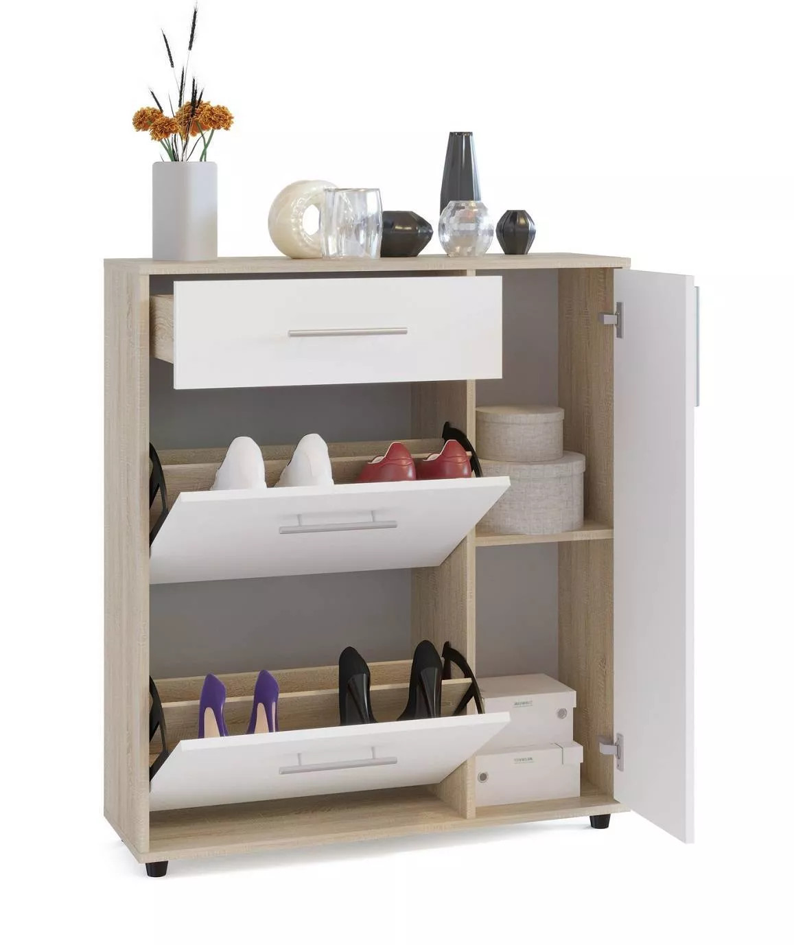 Обувница ТП-4 Дуб сонома/Белый