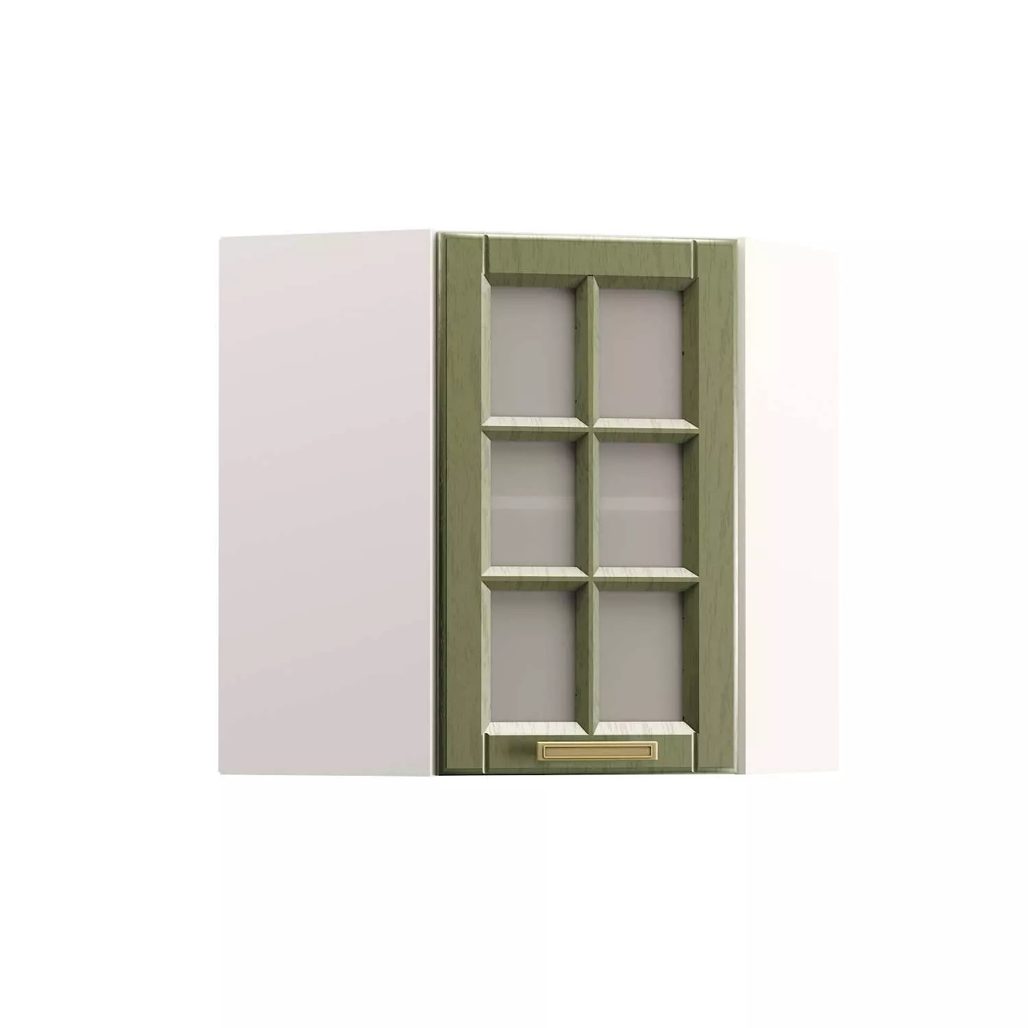 Софи шкаф навесной угловой витрина Белый/Дуб Зелёный