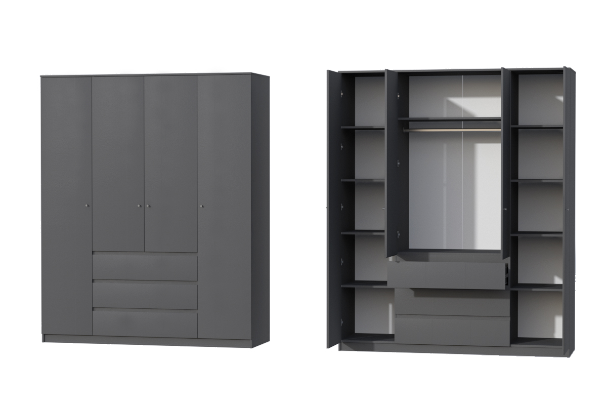 Кэт-1  шкаф 4-х ств. высокий - Графит