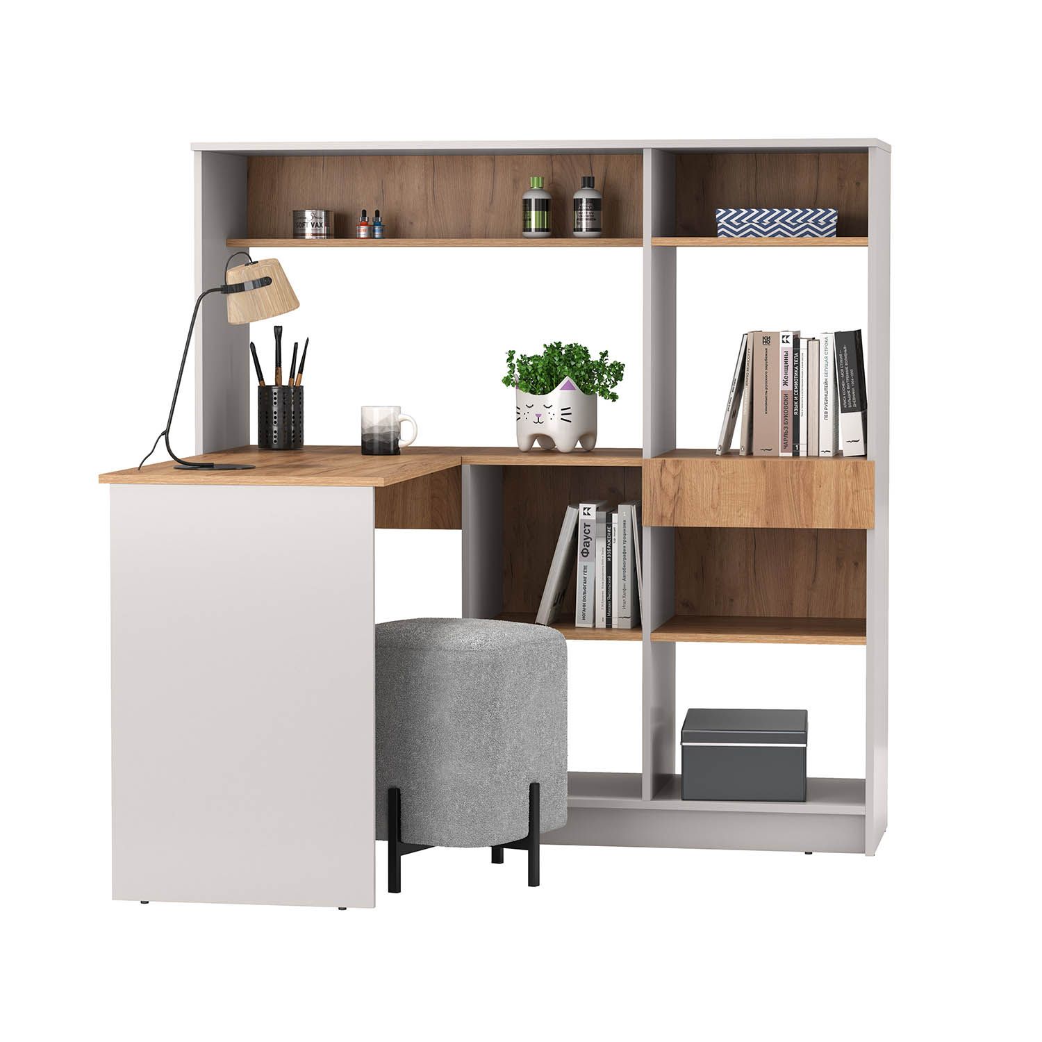 89.11 Прайм стол письменный левый кашемир / дуб золотой