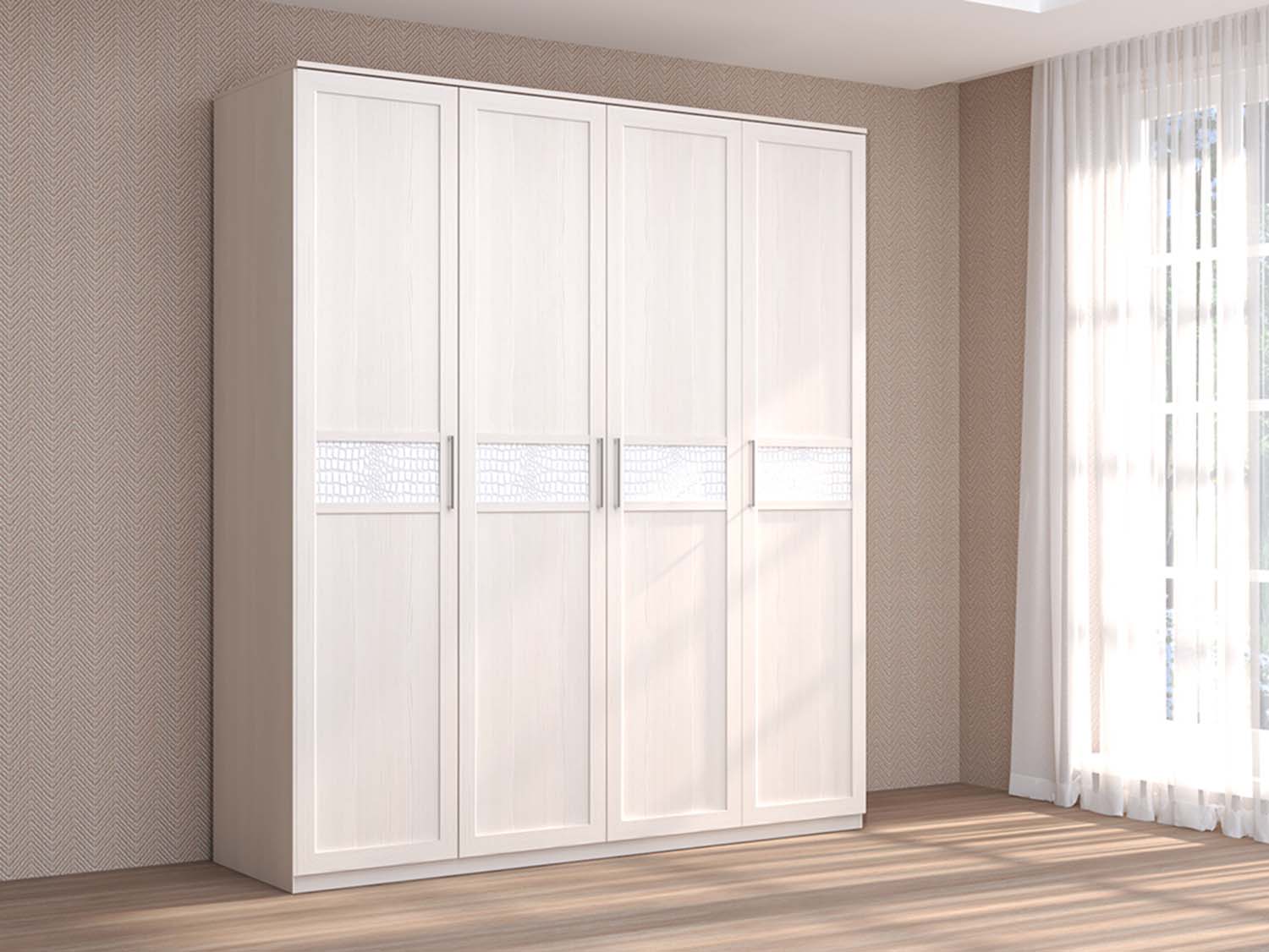 Кэт 4 шкаф 4-ств. - Бодега белая/Кайман белый