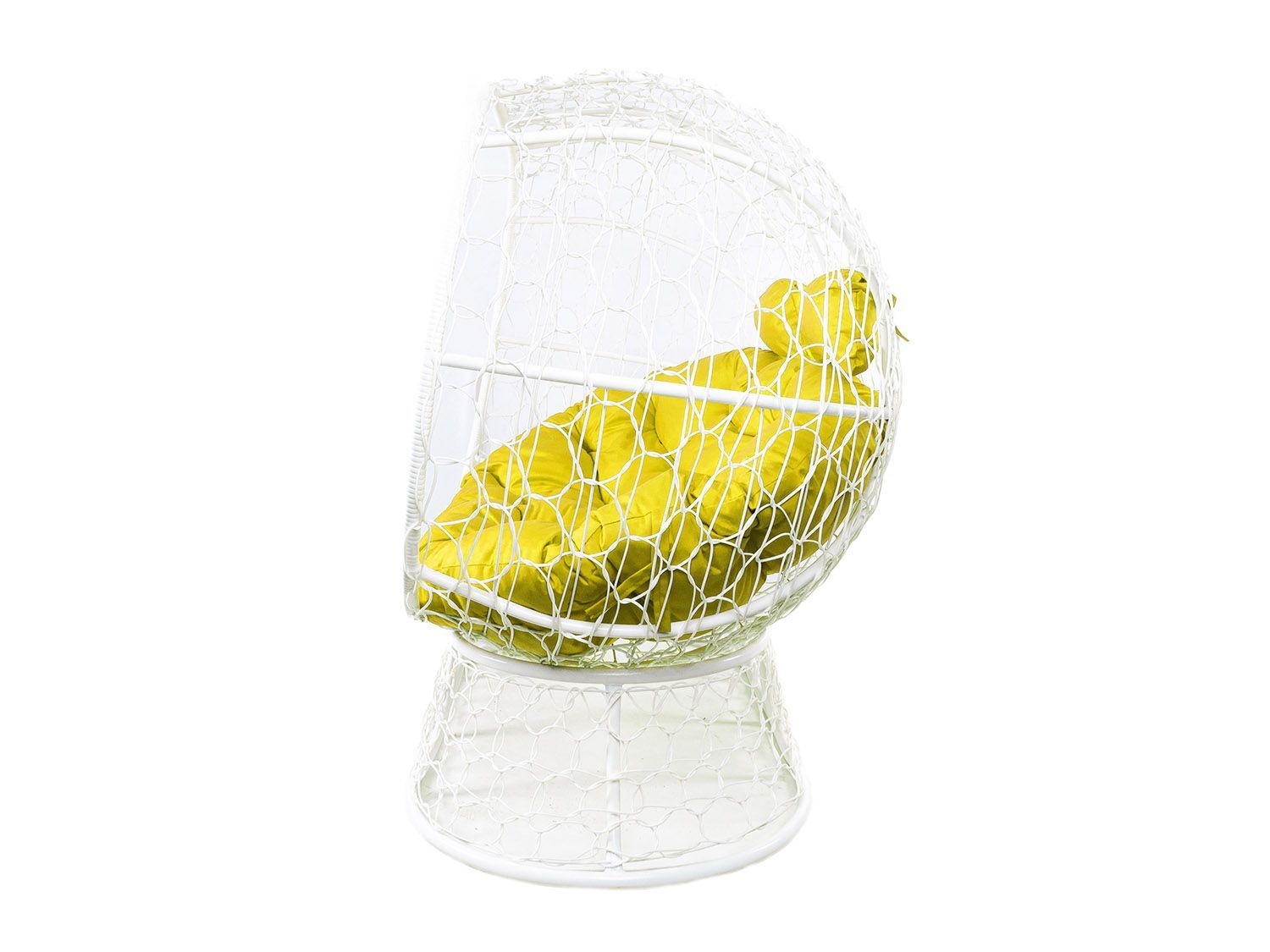 Диван ЛЕЖЕБОКА на подставке с ротангом белый, желтая подушка