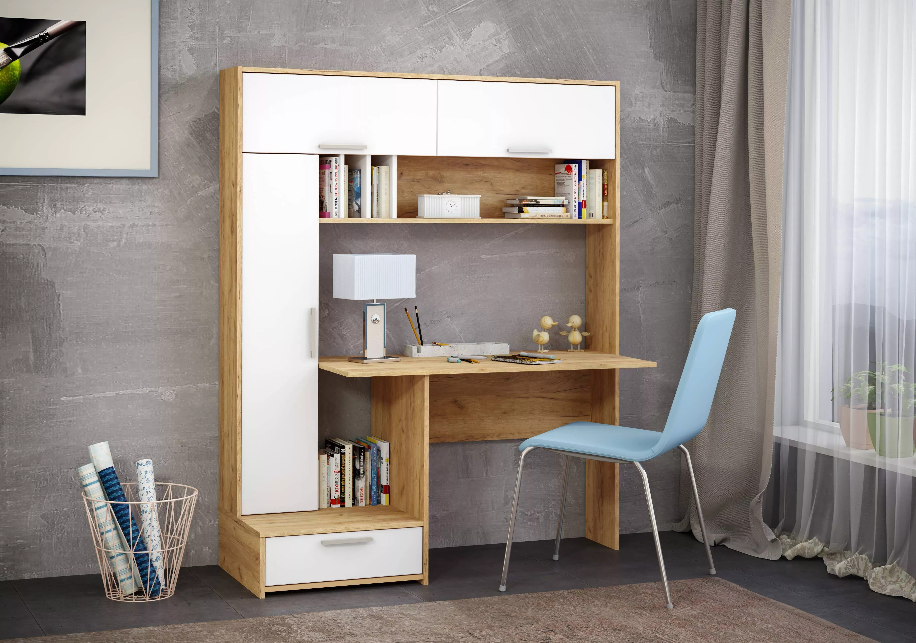 Лайт Стол письменный 03.243 Дуб Золотой/Белый