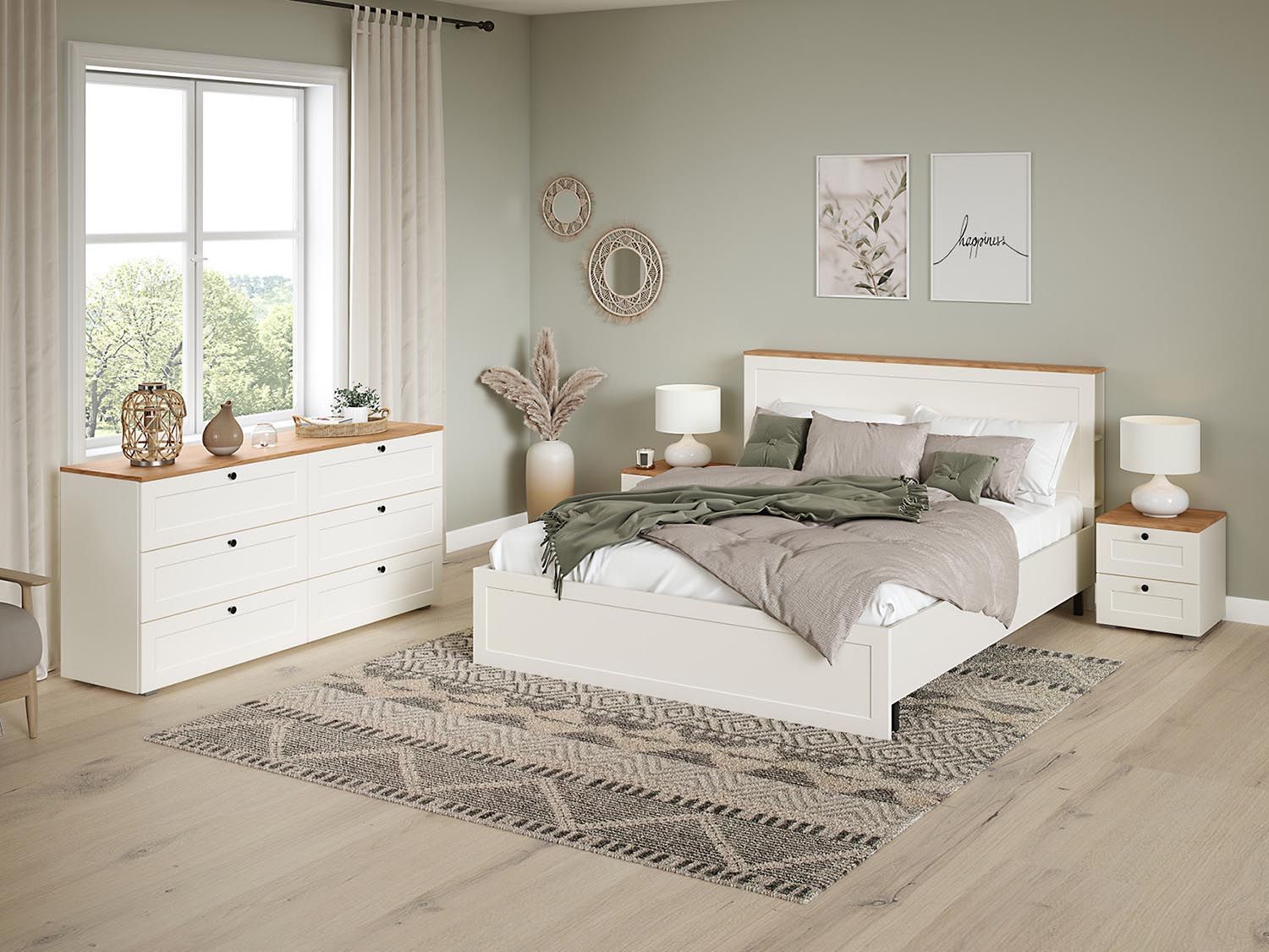 Спальня Остин 2 белый/дуб золотой