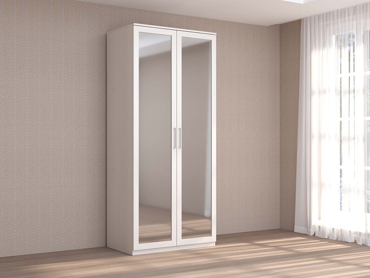 Кэт 4 шкаф 2-ств. зеркало - Бодега белая/Кайман белый