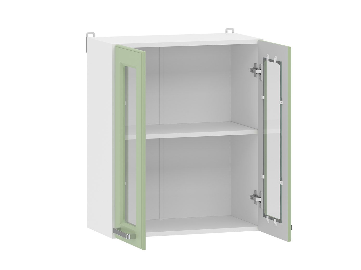 Вокс 100.31 шкаф навесной витрина (600) Белый / Фисташка