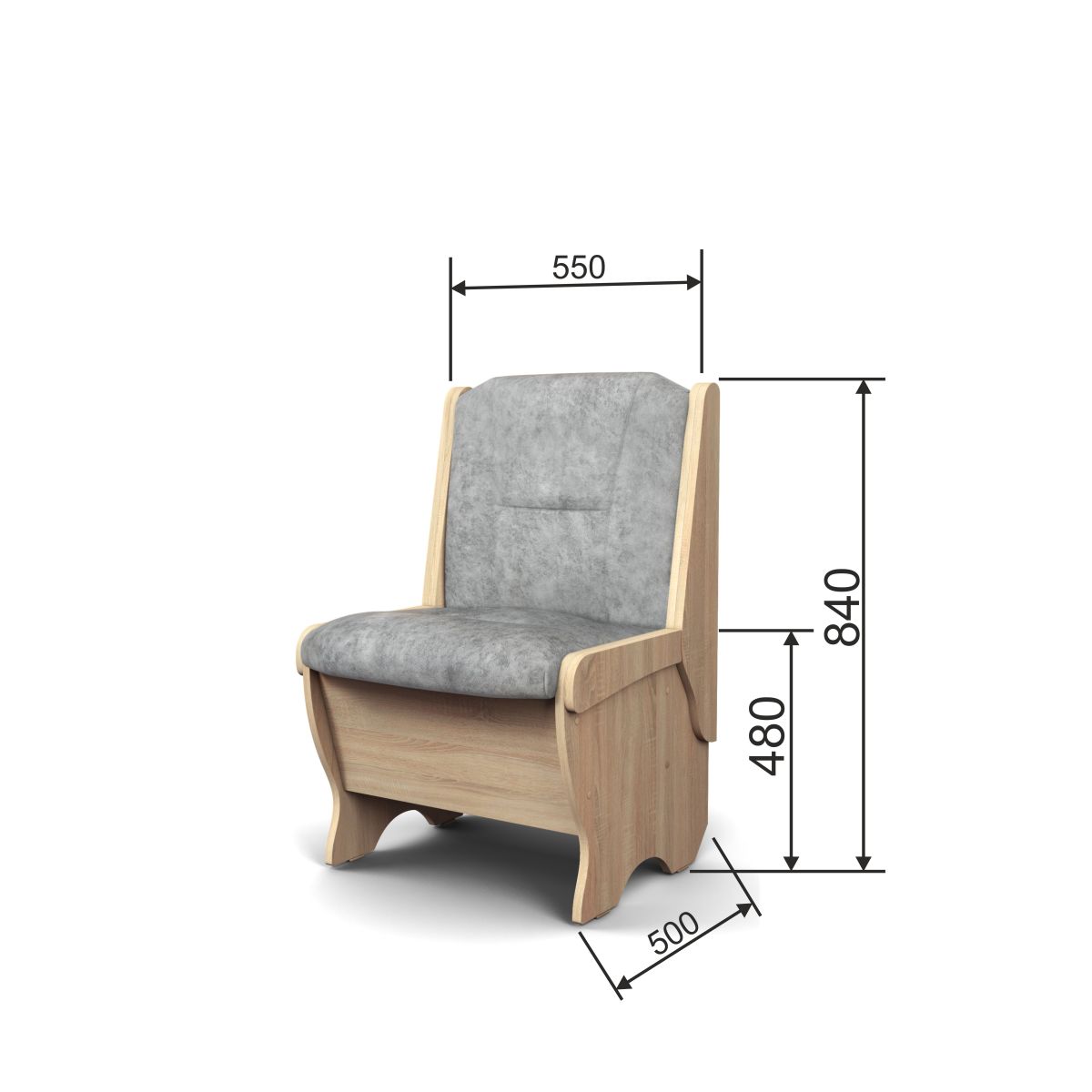 Скамья Лотос 550 дуб сонома/графит