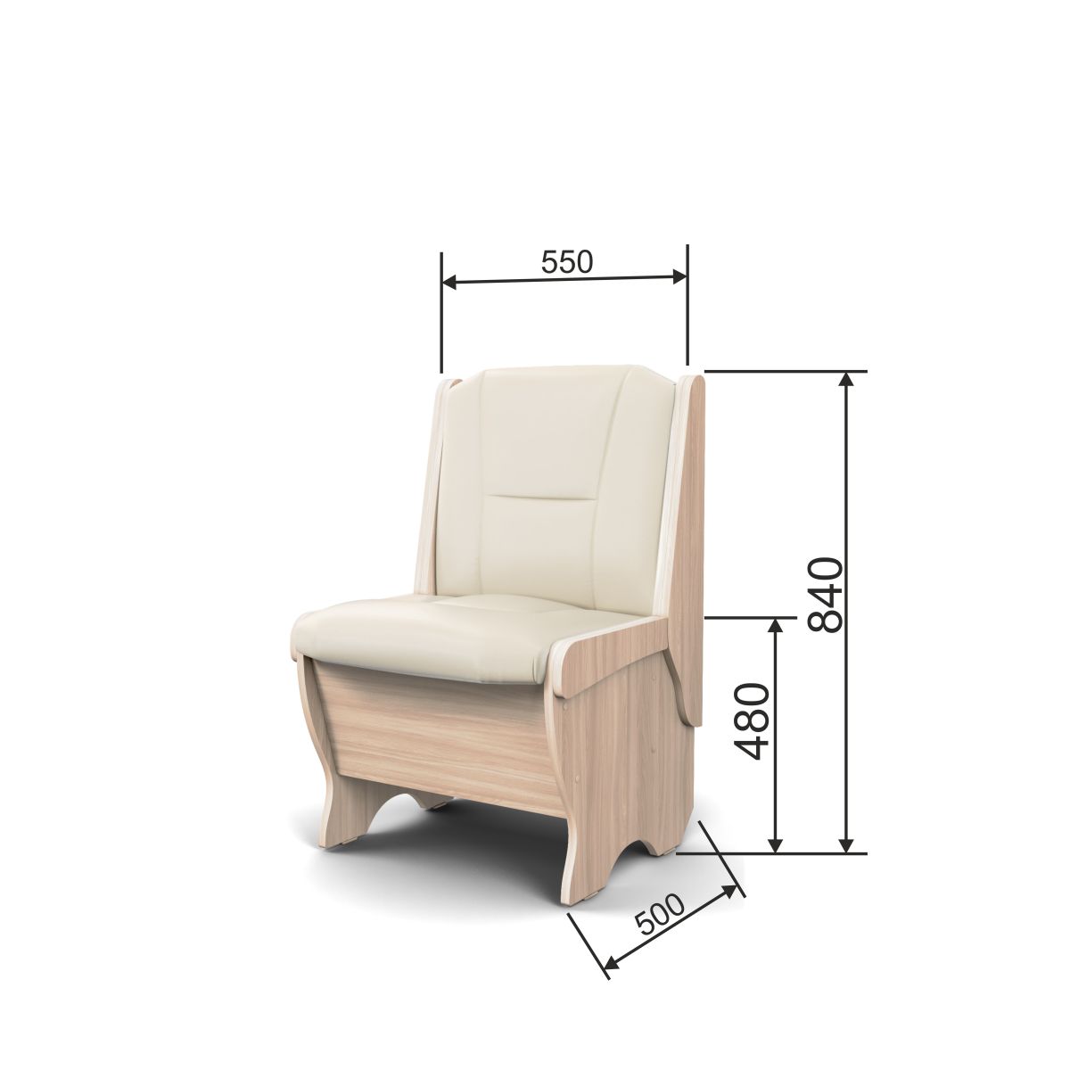 Скамья Лотос 550 ясень светлый/крем