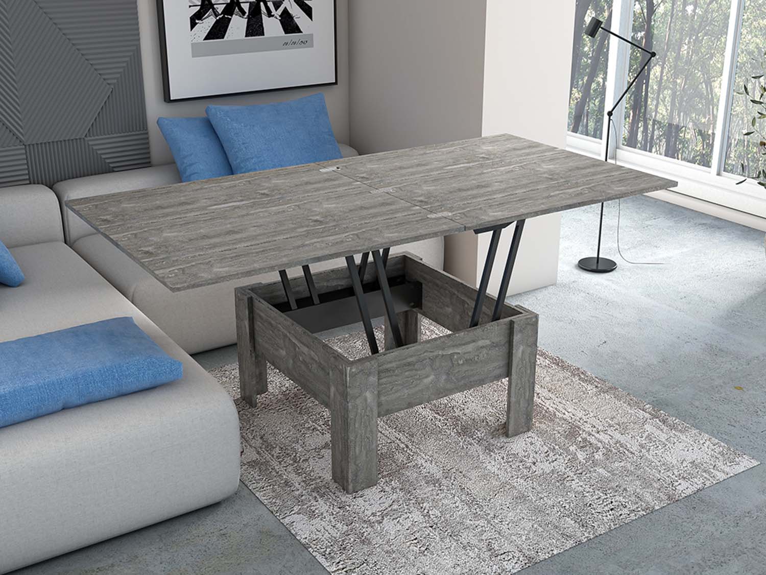 Стол-трансформер - Камень темный