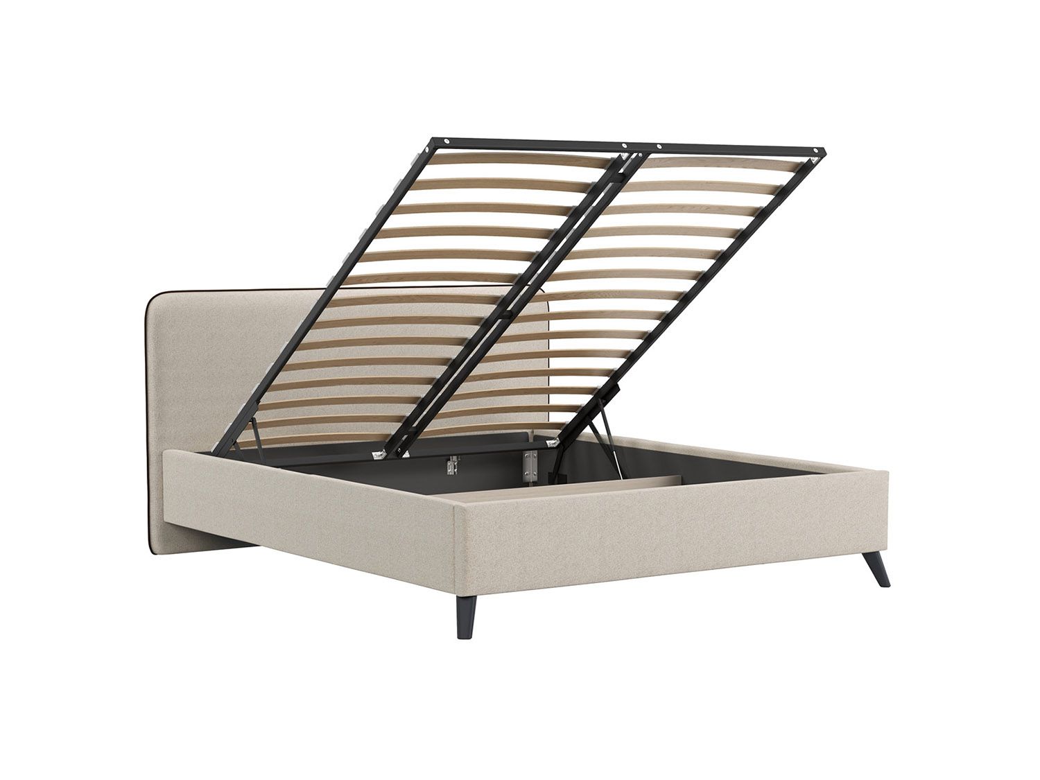 Миа кровать 180 Bravo white (светло-бежевый) / кант Лайт 10 Велюр (коричневый)