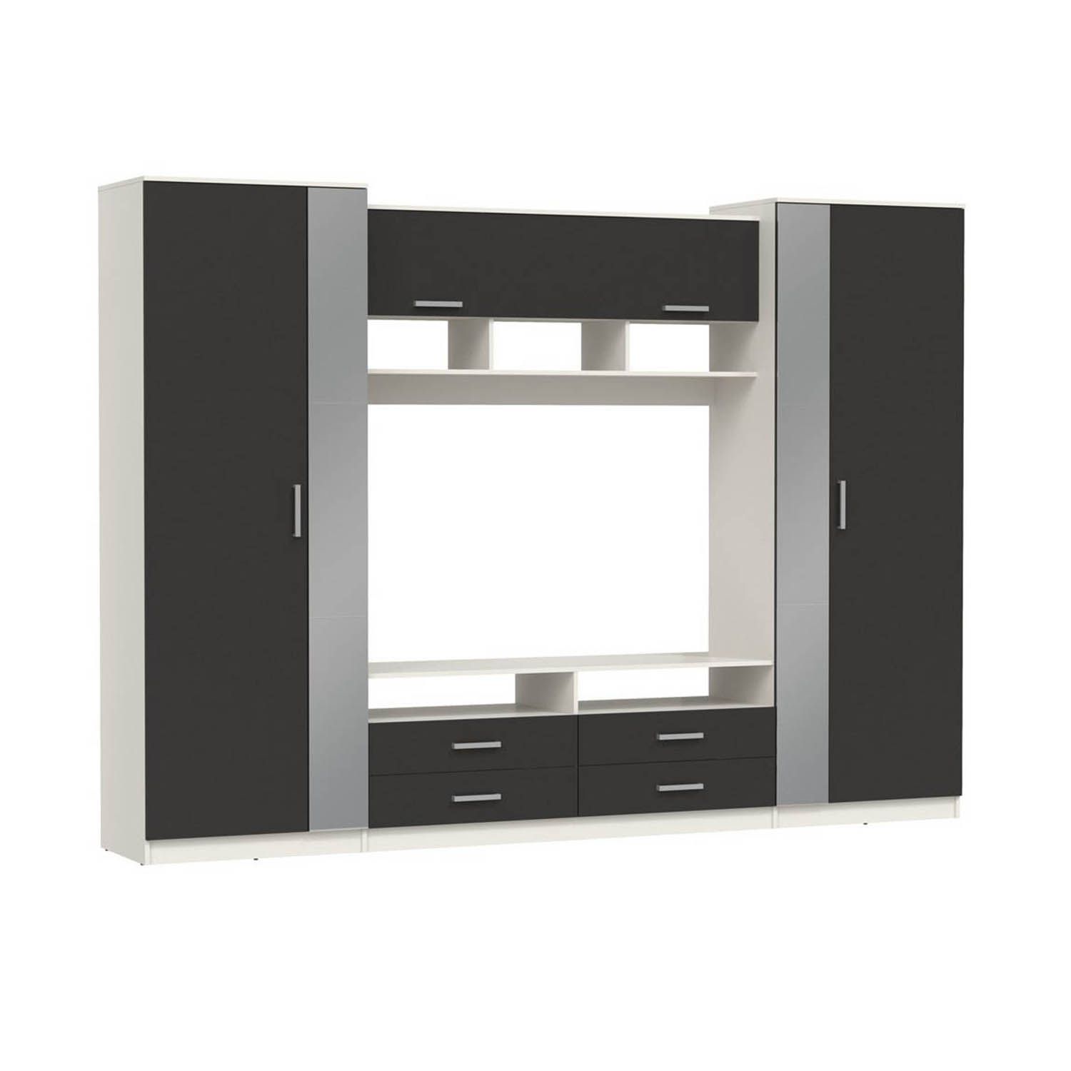 91.01 Вена шкаф многоцелевой Белый / Диамант серый