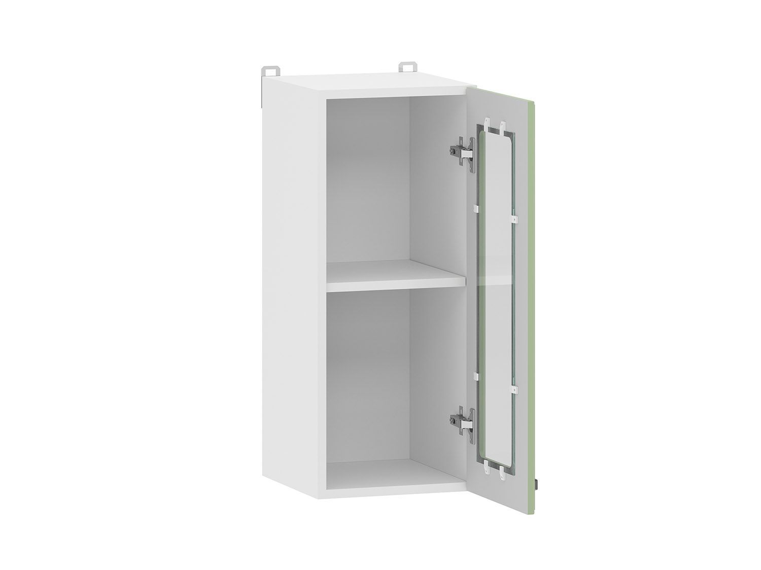 Вокс 100.30 300 шкаф навесной витрина / Белый/Фисташка