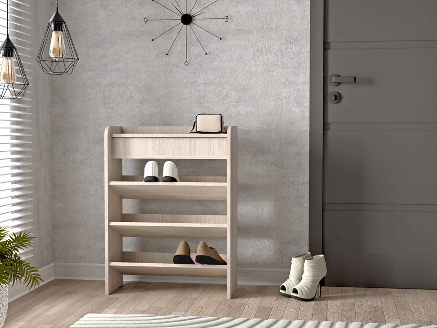 Обувница открытая 600 - Ясень светлый